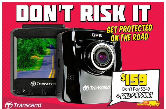 Transcend DrivePro 220 Dash Cam with GPS, Wi-Fi and FREE 16GB MLC Memory Card (TS16GDP220M) $159