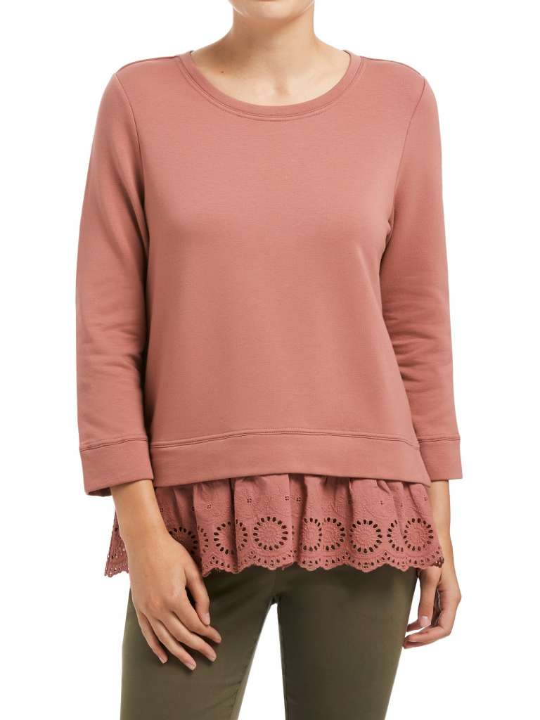 Pink Broderie Hem Top $79.95