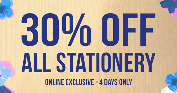 30% off stationery – exclusive online offer