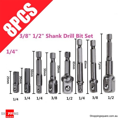 8pcs Set of Socket Adapter for Hex Shank Drill Bits 1/4″ 3/8″ 1/2″ $7.95