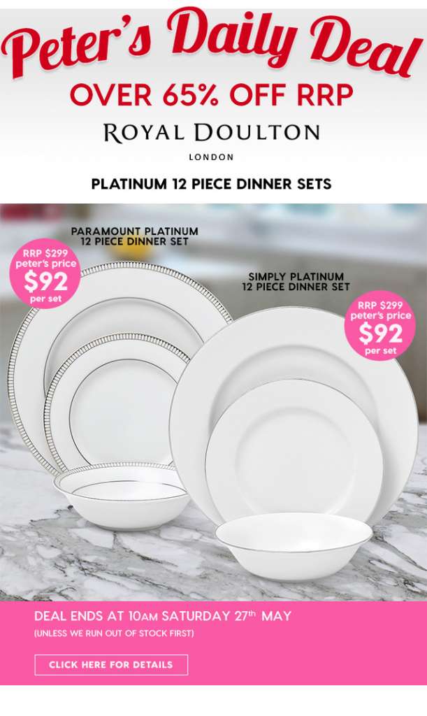 Royal Doulton Platinum 12 Piece Dinner Sets. Peter’s Price $92