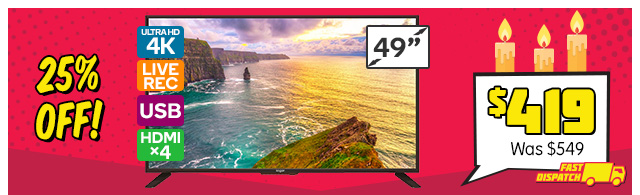 ? It’s Our Birthday, Have Some Savings On Us … Kogan Series 8 49″ KU8000 4K LED TV at $419