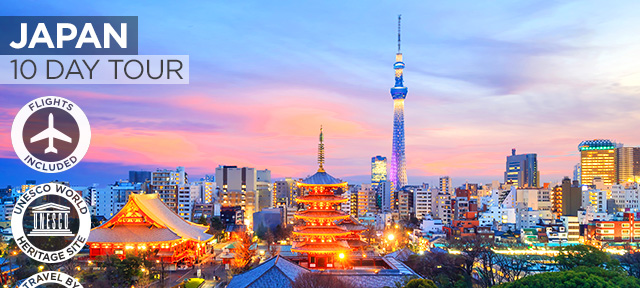 JAPAN: 10 Day Japan by Rail Tour Including Flights for Two $6,598