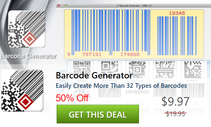 Easily Create More Than 32 Types of Barcodes 50% Off now  $9.97 Today Only