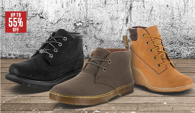 Timberland, Dr. Martens & Levis Footwear UP TO 55% OFF