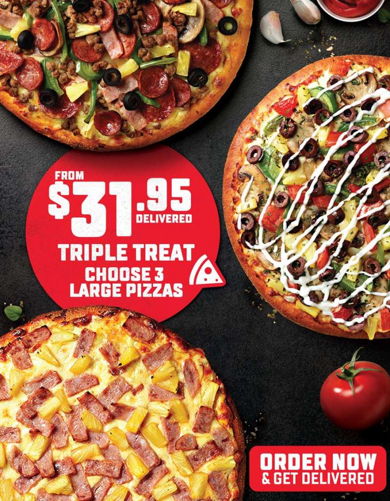 3 Large Pizzas, 2 selected sides & a 1.25L Drink