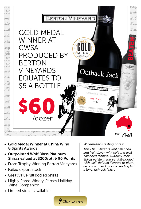 $60 Gold Medal Shiraz & Chardonnay