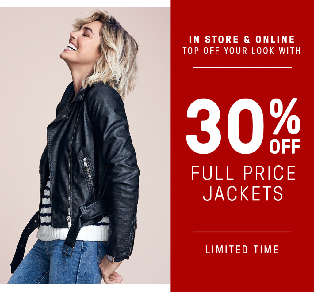 Surprise! 30% off full price jackets + sale continues