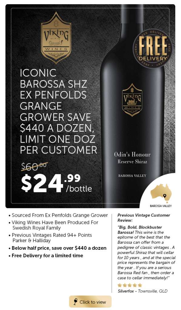 Iconic Ex Penfolds Grange Grower Shz & New York Gold Medal Shz $7.99.