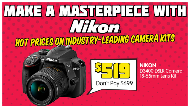 Nikon D3400 DSLR Camera 18-55mm Lens Kit $519