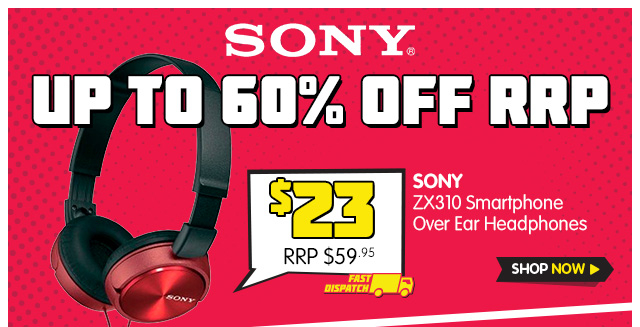 Sony ZX310 Smartphone Over Ear Headphones – Red $23