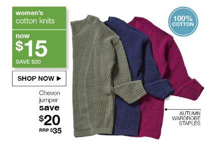 Women’s Knitwear at $15… SAVE $20