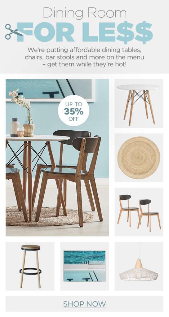 Dining room style for a steal – save up to 35%