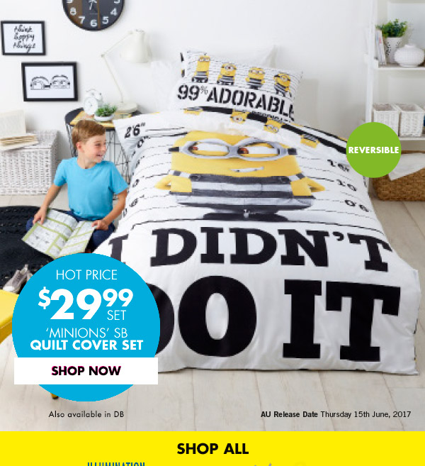 Minions Despicable Me Micro Quilt Cover Set White Now: $29.99 – $34.99