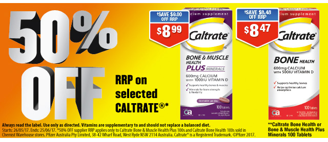 Caltrate Bone & Muscle Health Plus Once A Day 1000IU 100 Tablets now $8.99  (Don’t Pay RRP: $17.99)