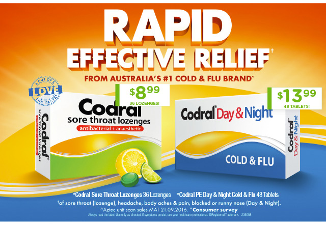 Battle The FLU With BIG SAVINGS On Health! Codral Day & Night.