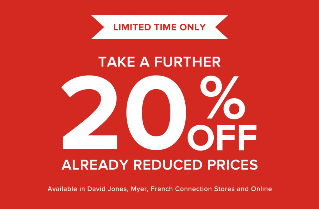 Take A Further 20% Off Already Reduced Prices