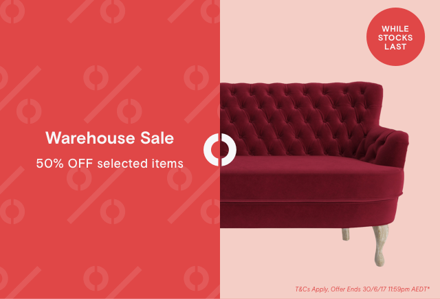 Warehouse Sale! Up to 50% off.