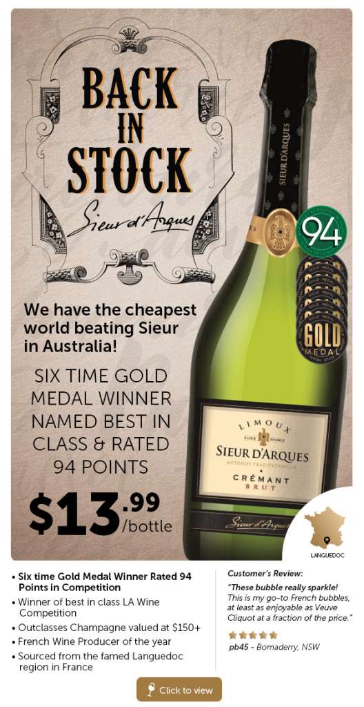 94 Point 6 x Gold Medal Sieur French Sparkling Returns! $13 .99 ea