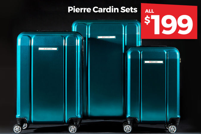 SAVE A HUGE 43% OFF!  Pierre Cardin 3-Piece Luggage Sets. Only $199