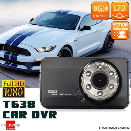 T638 HD 1080P Car DVR Camera Recorder 170 Degree Angle with Lens Black $28.95