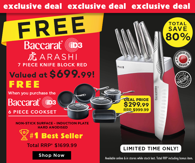 Baccarat iD3 6 Piece Cookware Set + FREE iD3 7 Piece Knife Block