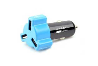 mBeat4.8A/24W Triple Port Car Charger – Blue (CHGR348-BLU) $14