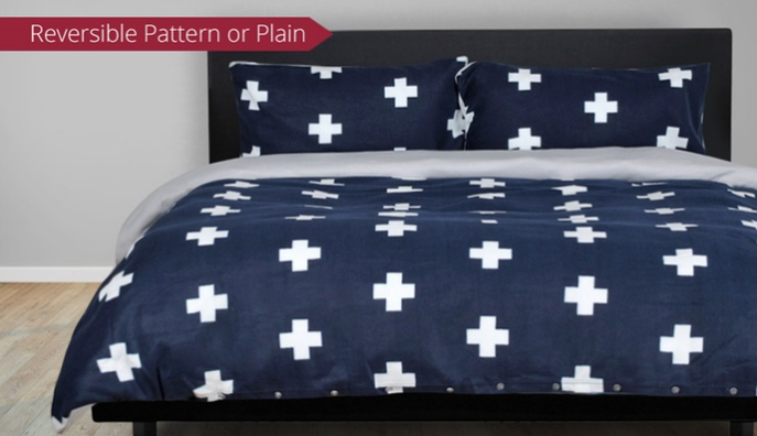 Reversible Polar Fleece Quilt Cover Set: Single ($19), Double ($24), Queen ($29) or King ($32)