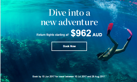 Make a splash in Hawaii starting at $962 AUD Return