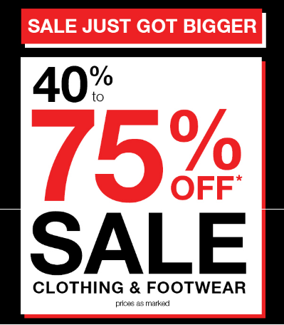 Up to 75% off! SALE JUST GOT BIGGER.