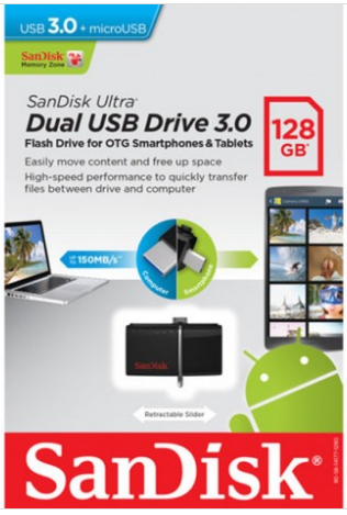 SanDisk 128GB Ultra Dual USB Drive 3.0 OTG SDDD2-128G $89.00 (Was $49.00)