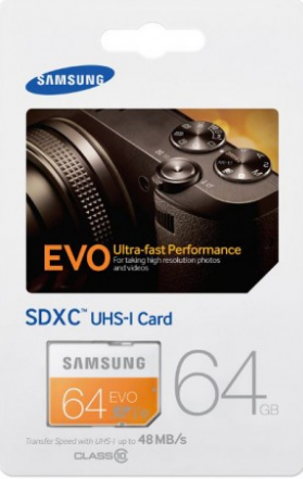 Samsung 64GB EVO SDXC UHS 1 Class 10 Memory Card MB-SP64D $39.00