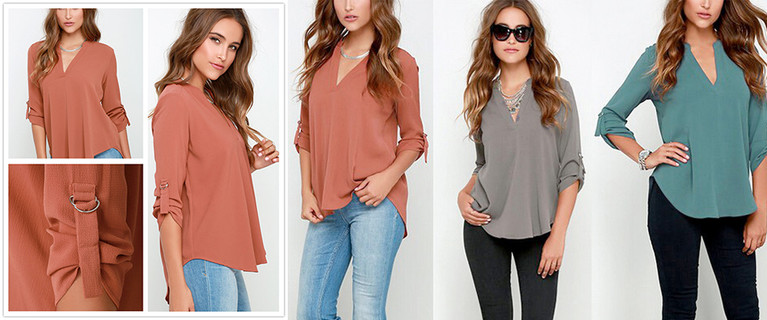 V-Neck Chiffon Blouse $19