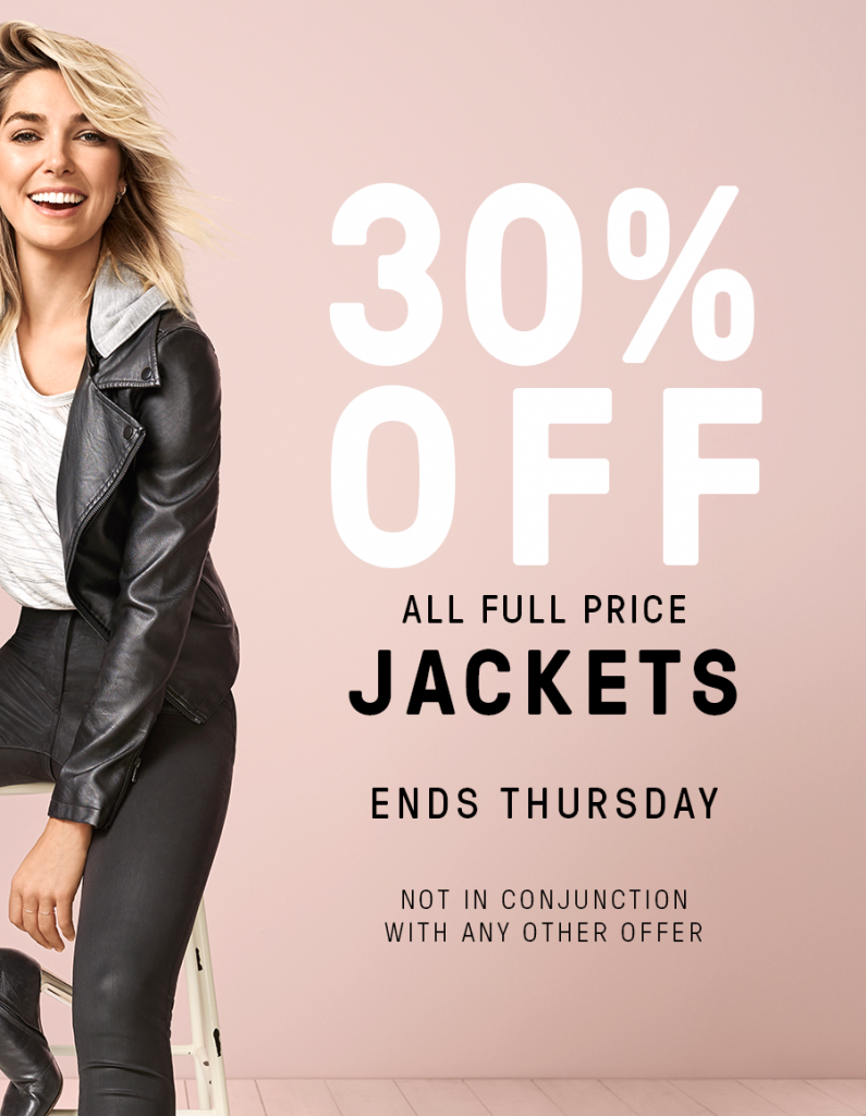 It’s Back 2 Days Only – 30% Off All Full Price Jackets