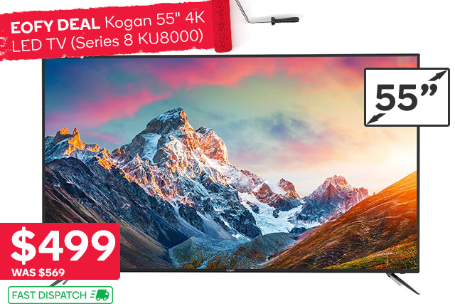 Kogan 55″ 4K LED TV (Series 8 KU8000) $499 (Was $569)