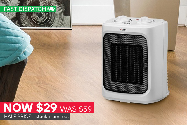 Kogan 2000W Ceramic Fan Heater Now just $29 (50% OFF)