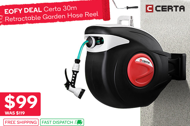 Certa 30m Retractable Garden Hose Reel at $99 (Was $119)