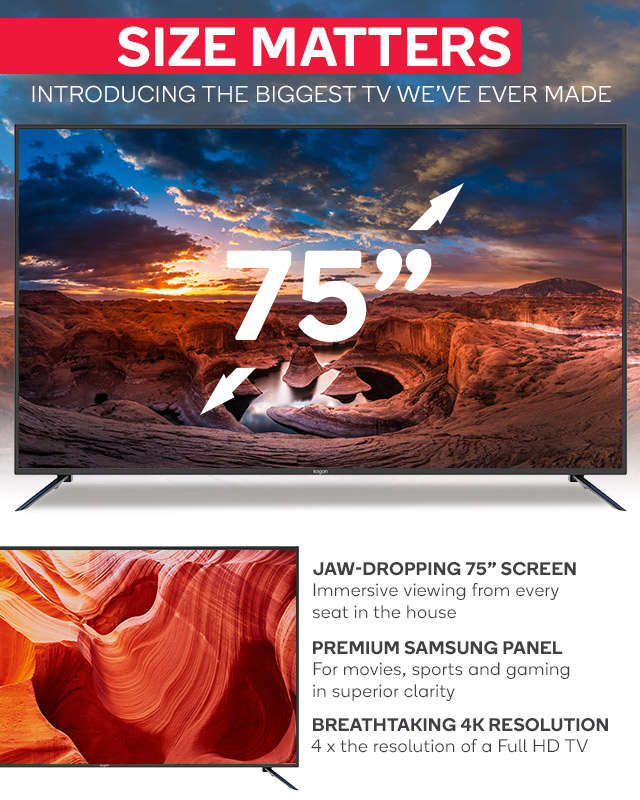 Kogan 75″ 4K LED TV (Series 8 KU8000) $1,999