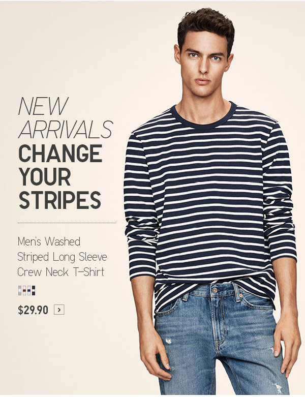 Stripe up your life. MEN Washed Striped Long Sleeve T-Shirt AU$29.90