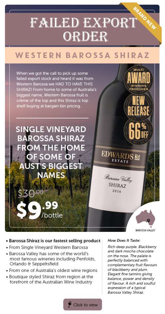 Edwards Road Barossa Valley Shiraz 2016 $9.99ea