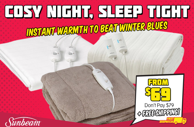 Sunbeam Feel Perfect Cosy Microfleece Heated Throw $69