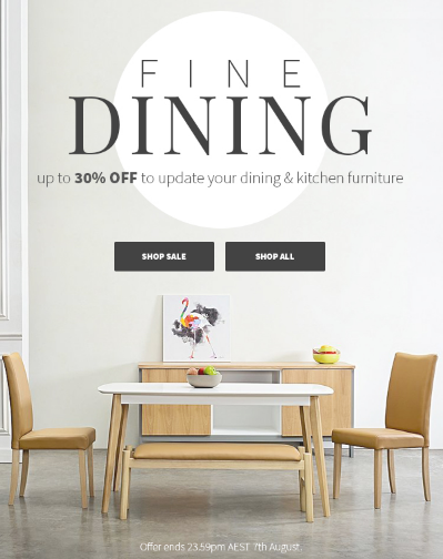Isn’t it time you updated your dining room? Then this is the sale for you! UP TO 30% OFF