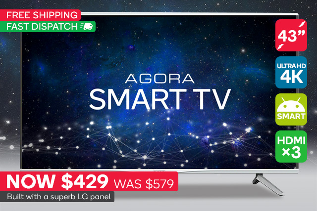 Up to 25% OFF TVs with Free Shipping! Kogan 43″ Agora Smart 4K LED TV (Series 9 MU9000) $429