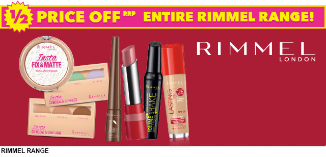 ENTIRE RIMMEL RANGE 1/2 Price OFF!