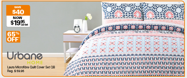 Laura Micro Fiber Quilt Cover Set Now: $19.95