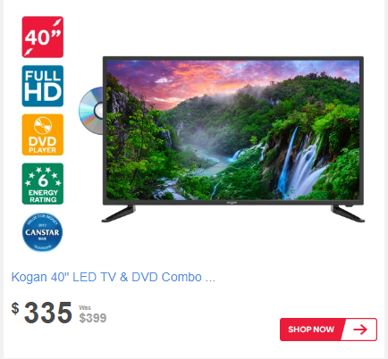 PRICE DROP: Kogan 40″ LED TV & DVD Combo (Series 7 LF7000). Only $335