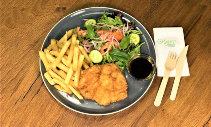 Schnitzel, Chips, Salad and Drink for One ($10) or Two People ($19) at Markt (Up to $34 Value)