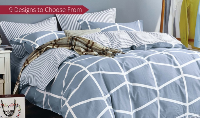 Egyptian 100% Cotton Printed Quilt Cover Set in a Choice of Style and Size. From $39
