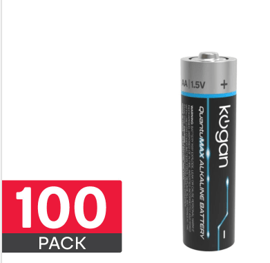 100 Pack Kogan QuantuMAX AA Alkaline Batteries. Only $19.