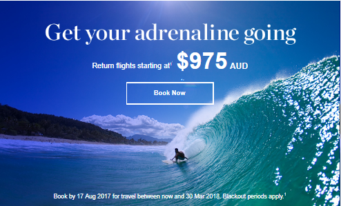 Fly to Hawaii from $975 AUD Return